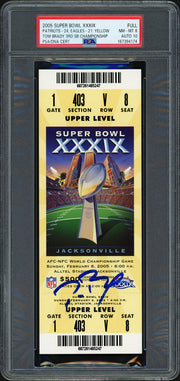 Tom Brady Autographed 2005 Super Bowl XXXIX Full Ticket New England Patriots PSA 8 Auto Grade Gem Mint 10 PSA/DNA Stock #267148