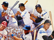 3000 Hit Club Autographed 24x36 Lithograph Photo With 13 Signatures Including Willie Mays & Hank Aaron Beckett BAS Stock #267079