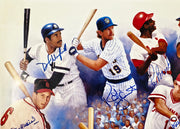 3000 Hit Club Autographed 24x36 Lithograph Photo With 13 Signatures Including Willie Mays & Hank Aaron Beckett BAS Stock #267079