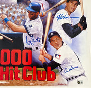 3000 Hit Club Autographed 24x36 Lithograph Photo With 13 Signatures Including Willie Mays & Hank Aaron Beckett BAS Stock #267079