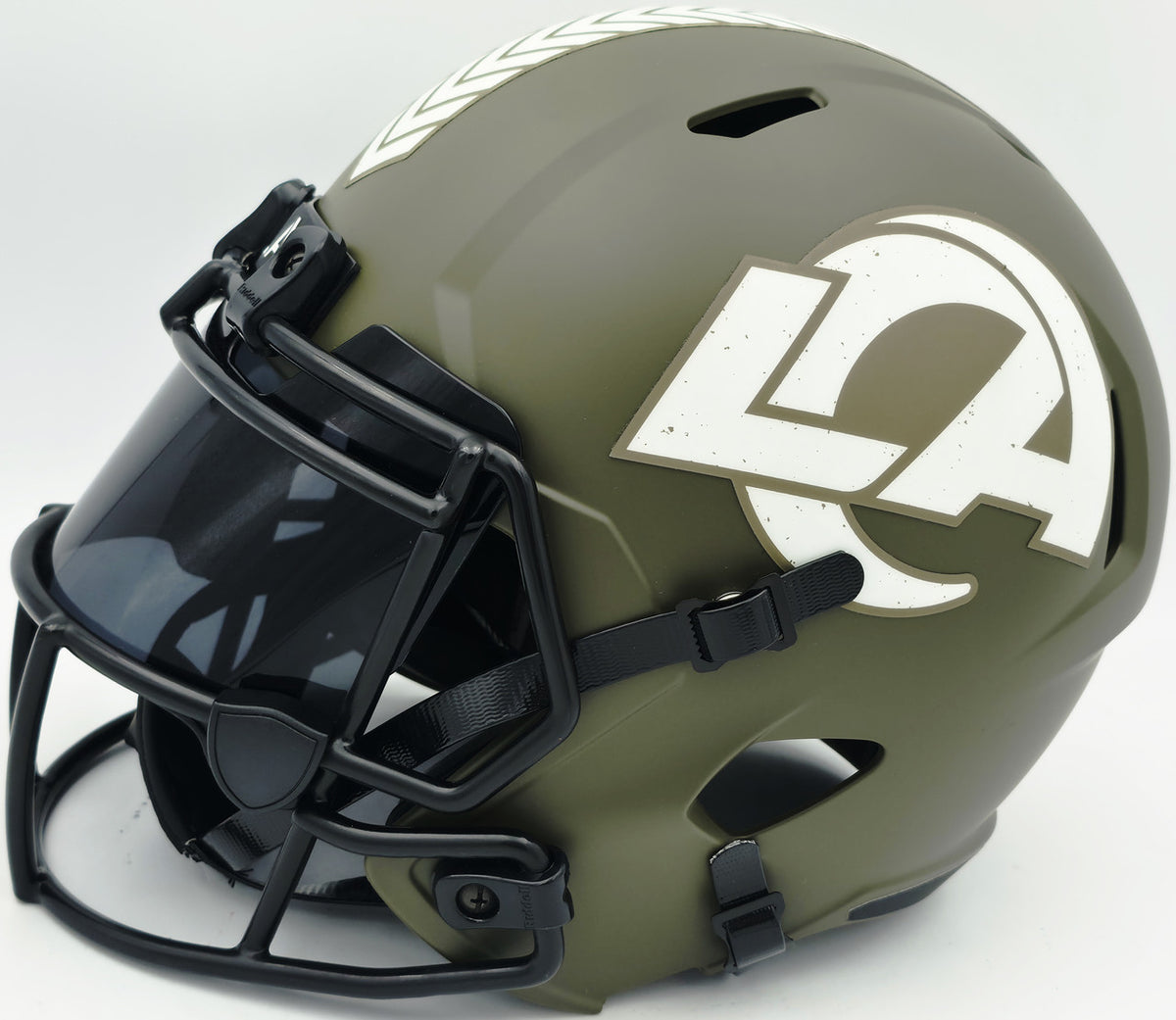 Blake Corum Autographed Los Angeles Rams Salute to Service Full Size Speed Replica Helmet Beckett BAS Witness #1W920170