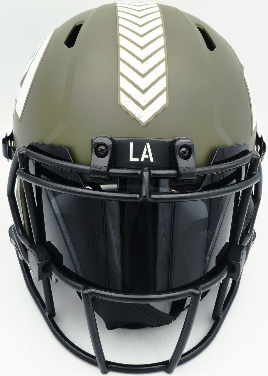 Blake Corum Autographed Los Angeles Rams Salute to Service Full Size Speed Replica Helmet Beckett BAS Witness #1W920170