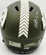 Blake Corum Autographed Los Angeles Rams Salute to Service Full Size Speed Replica Helmet Beckett BAS Witness #1W920170