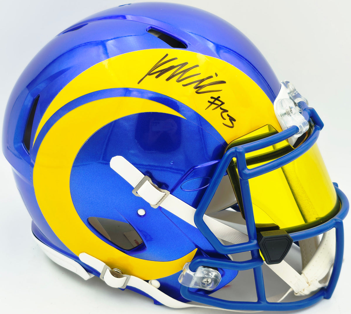 Kyren Williams Autographed Los Angeles Rams Blue Full Size Speed Authentic Helmet Beckett BAS Witness #WW19398