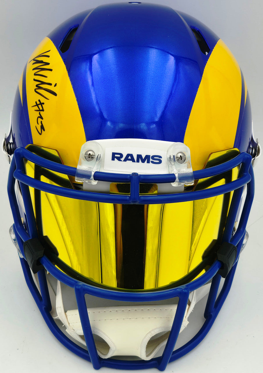 Kyren Williams Autographed Los Angeles Rams Blue Full Size Speed Authentic Helmet Beckett BAS Witness #WW19398