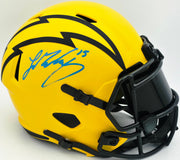 Ladd McConkey Autographed Los Angeles Chargers Rave Gold Full Size Speed Replica Helmet Beckett BAS Witness #2W712015
