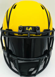 Ladd McConkey Autographed Los Angeles Chargers Rave Gold Full Size Speed Replica Helmet Beckett BAS Witness #2W712015
