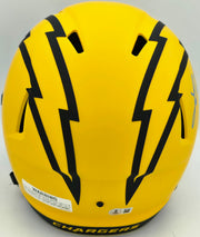 Ladd McConkey Autographed Los Angeles Chargers Rave Gold Full Size Speed Replica Helmet Beckett BAS Witness #2W712015