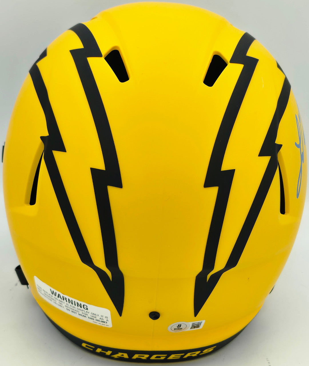 Ladd McConkey Autographed Los Angeles Chargers Rave Gold Full Size Speed Replica Helmet Beckett BAS Witness #2W712015