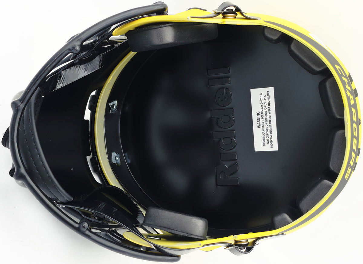 Ladd McConkey Autographed Los Angeles Chargers Rave Gold Full Size Speed Replica Helmet Beckett BAS Witness #2W712015