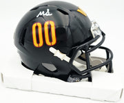 Mike Sainristil Autographed Washington Commanders Black Alternate Speed Mini Helmet Beckett BAS Witness #4W083997