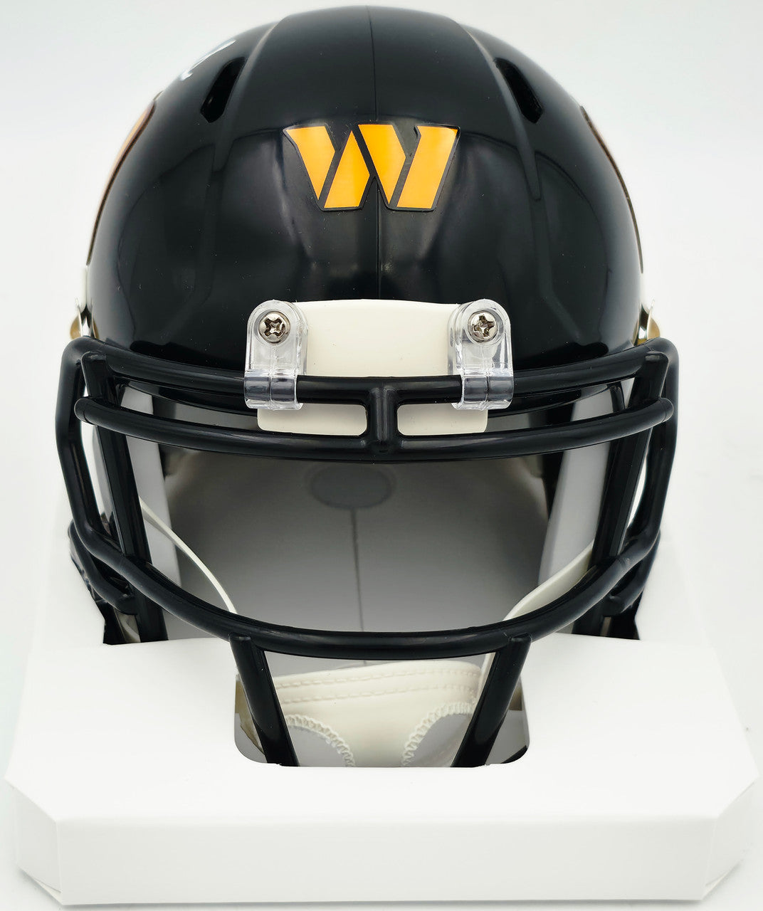 Mike Sainristil Autographed Washington Commanders Black Alternate Speed Mini Helmet Beckett BAS Witness #4W083997