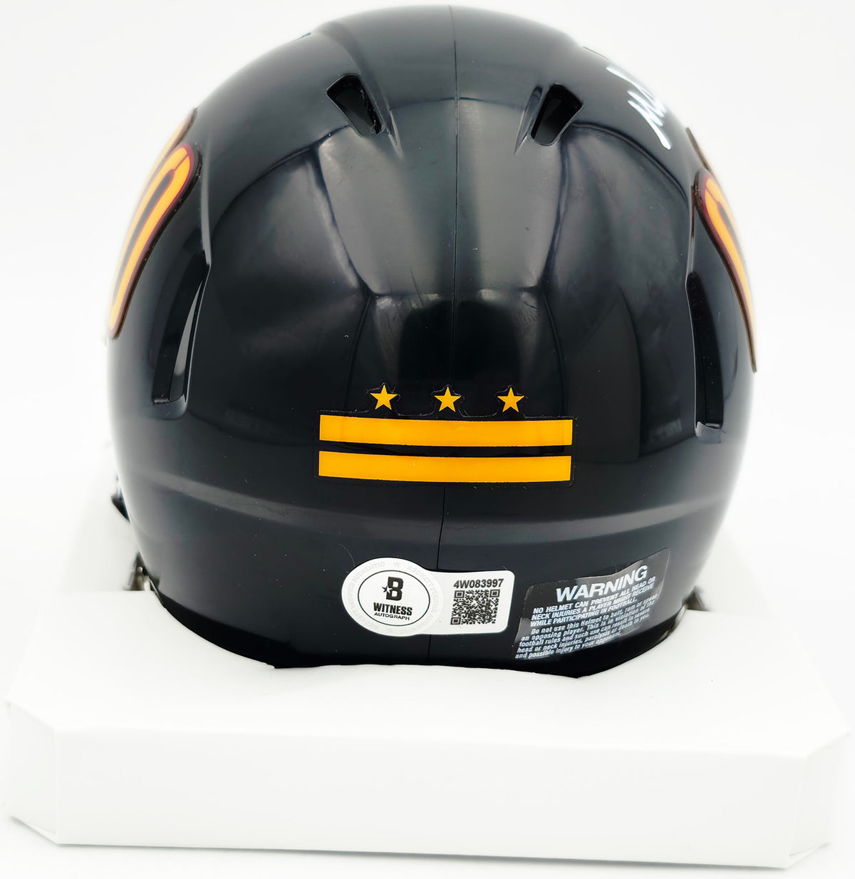 Mike Sainristil Autographed Washington Commanders Black Alternate Speed Mini Helmet Beckett BAS Witness #4W083997