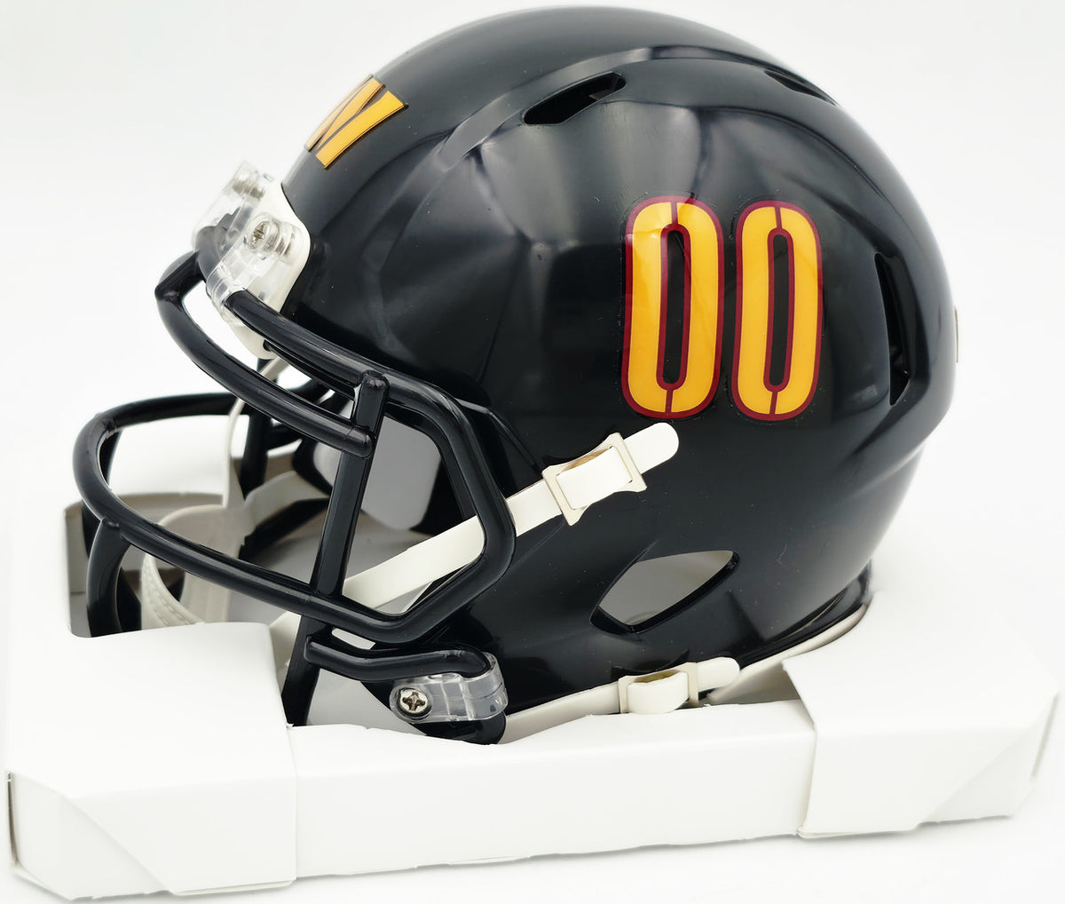 Mike Sainristil Autographed Washington Commanders Black Alternate Speed Mini Helmet Beckett BAS Witness #4W083826