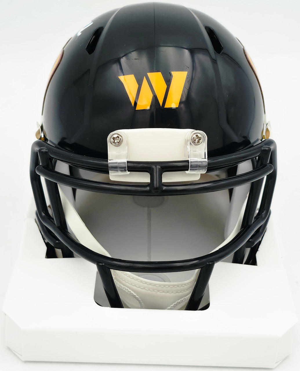 Mike Sainristil Autographed Washington Commanders Black Alternate Speed Mini Helmet Beckett BAS Witness #4W083826