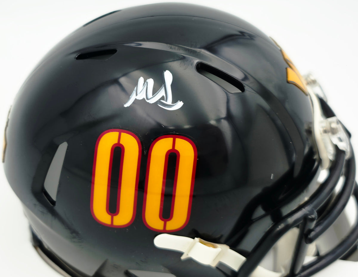 Mike Sainristil Autographed Washington Commanders Black Alternate Speed Mini Helmet Beckett BAS Witness #4W116829