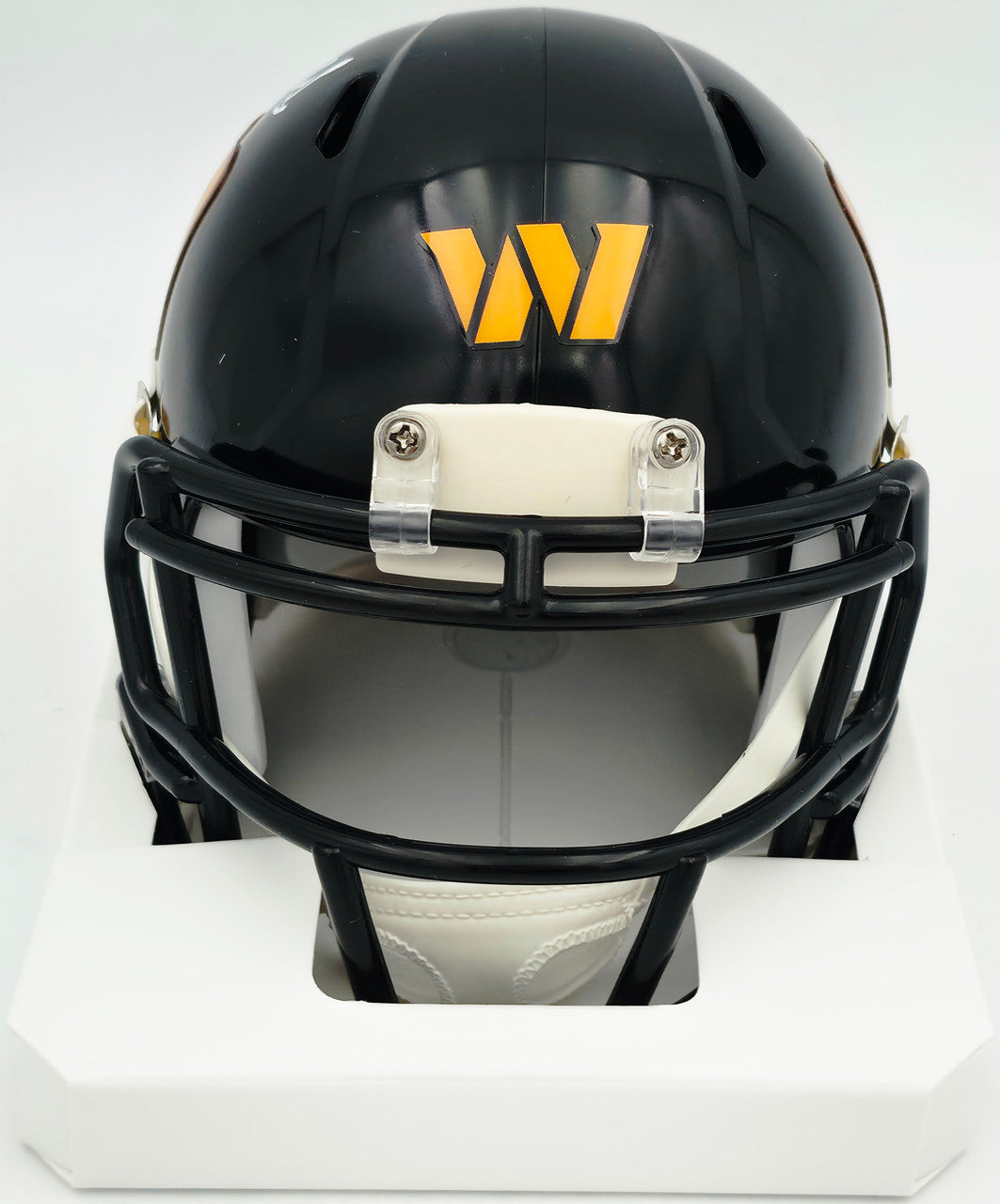 Mike Sainristil Autographed Washington Commanders Black Alternate Speed Mini Helmet Beckett BAS Witness #4W116829