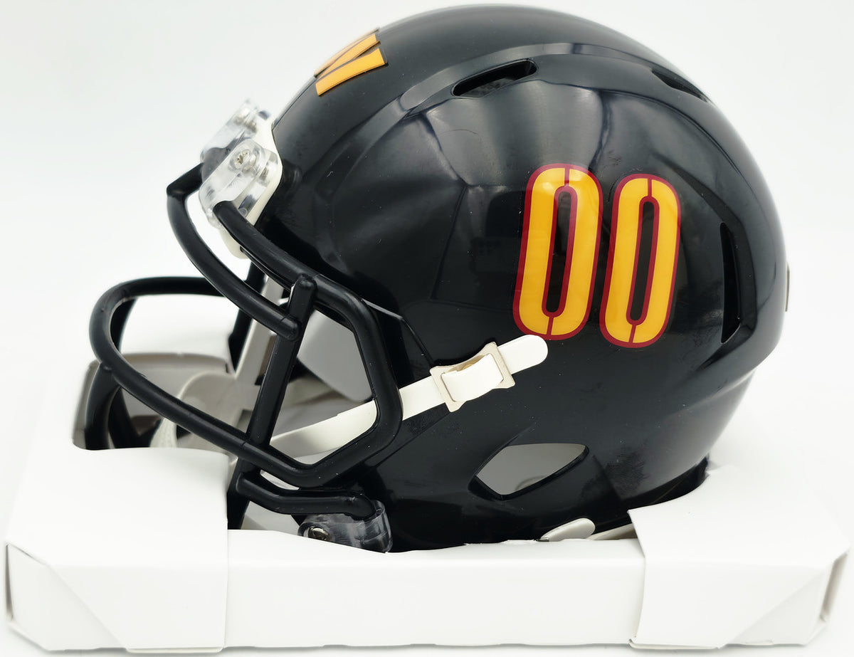 Mike Sainristil Autographed Washington Commanders Black Alternate Speed Mini Helmet Beckett BAS Witness #4W083834