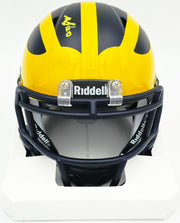 Mike Sainristil Autographed Michigan Wolverines Black Speed Mini Helmet "23 Nat'l Champs" Beckett BAS Witness #4W083635