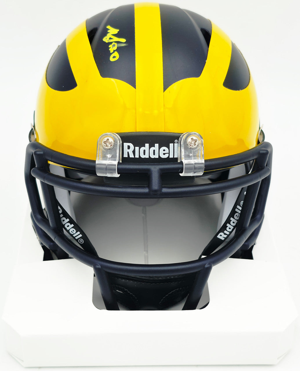 Mike Sainristil Autographed Michigan Wolverines Black Speed Mini Helmet "23 Nat'l Champs" Beckett BAS Witness #4W083635