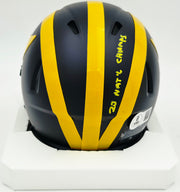 Mike Sainristil Autographed Michigan Wolverines Black Speed Mini Helmet "23 Nat'l Champs" Beckett BAS Witness #4W083635