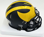 Mike Sainristil Autographed Michigan Wolverines Black Speed Mini Helmet "23 Nat'l Champs" Beckett BAS Witness #4W083686