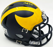 Mike Sainristil Autographed Michigan Wolverines Black Speed Mini Helmet "23 Nat'l Champs" Beckett BAS Witness #4W083651