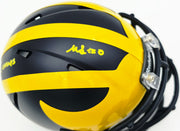 Mike Sainristil Autographed Michigan Wolverines Black Speed Mini Helmet "23 Nat'l Champs" Beckett BAS Witness #4W083651