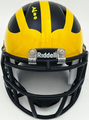 Mike Sainristil Autographed Michigan Wolverines Black Speed Mini Helmet "23 Nat'l Champs" Beckett BAS Witness #4W083651
