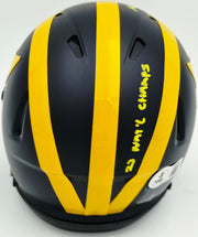 Mike Sainristil Autographed Michigan Wolverines Black Speed Mini Helmet "23 Nat'l Champs" Beckett BAS Witness #4W083651
