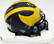Mike Sainristil Autographed Michigan Wolverines Black Speed Mini Helmet "23 Nat'l Champs" Beckett BAS Witness #4W083641