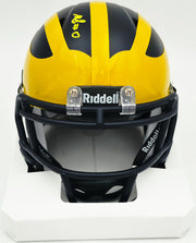 Mike Sainristil Autographed Michigan Wolverines Black Speed Mini Helmet "23 Nat'l Champs" Beckett BAS Witness #4W083641