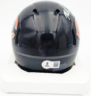 Mike Singletary Autographed Chicago Bears Blue Speed Mini Helmet (Smudged) Beckett BAS Witness #4W454907