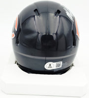 Mike Singletary Autographed Chicago Bears Blue Speed Mini Helmet (Smudged) Beckett BAS Witness #4W454922