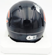 Mike Singletary Autographed Chicago Bears Blue Speed Mini Helmet (Smudged) Beckett BAS Witness #4W454940