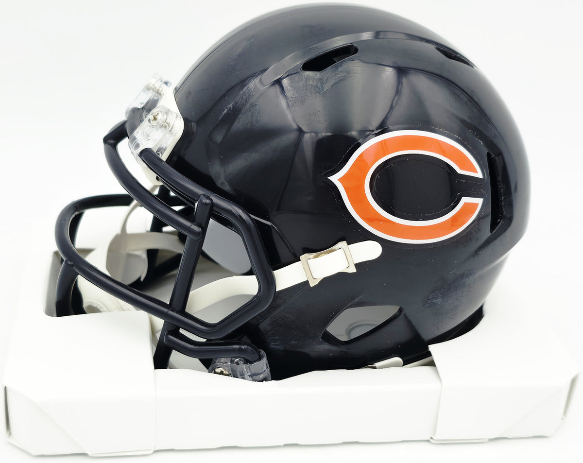 Mike Singletary Autographed Chicago Bears Blue Speed Mini Helmet (Smudged) Beckett BAS Witness #4W454917