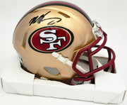 Mike Singletary Autographed San Francisco 49ers Gold Speed Mini Helmet (Smudged) Beckett BAS Witness #4W454638