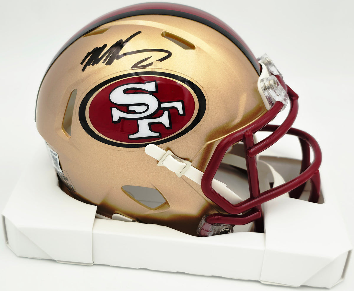 Mike Singletary Autographed San Francisco 49ers Gold Speed Mini Helmet (Smudged) Beckett BAS Witness #4W454638