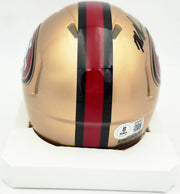 Mike Singletary Autographed San Francisco 49ers Gold Speed Mini Helmet (Smudged) Beckett BAS Witness #4W454638