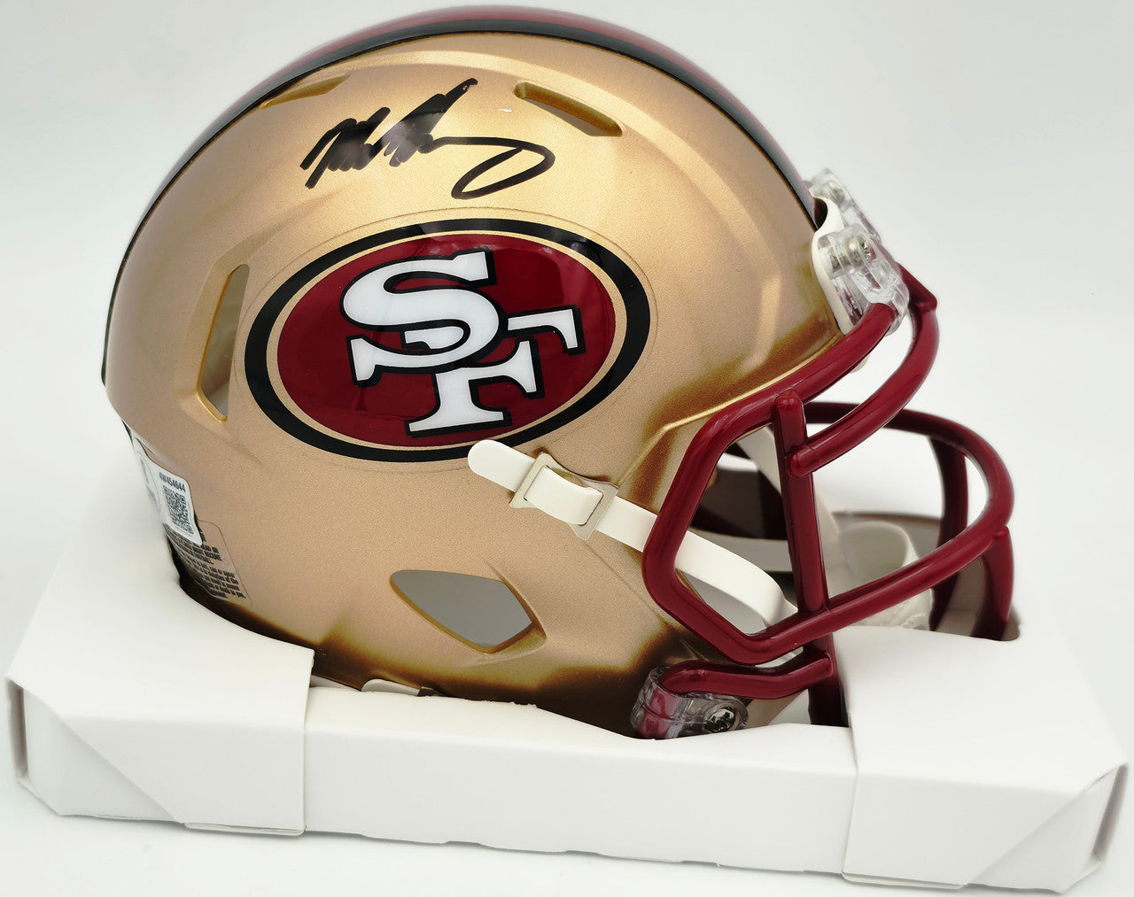 Mike Singletary Autographed San Francisco 49ers Gold Speed Mini Helmet (Smudged) Beckett BAS Witness #4W454644