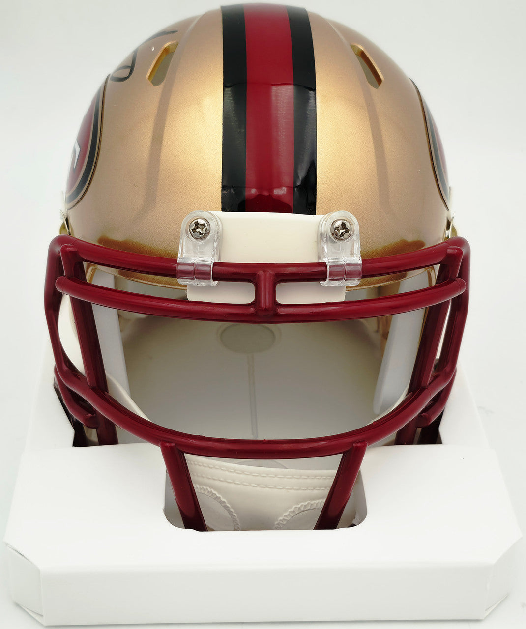 Mike Singletary Autographed San Francisco 49ers Gold Speed Mini Helmet (Smudged) Beckett BAS Witness #4W454644