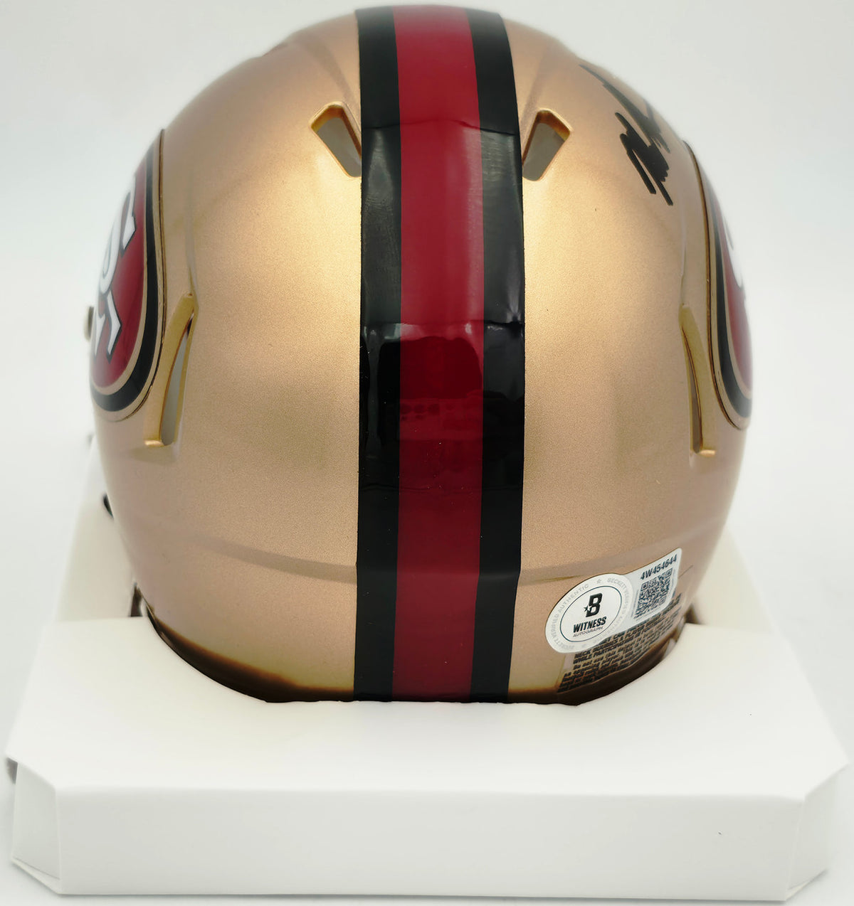 Mike Singletary Autographed San Francisco 49ers Gold Speed Mini Helmet (Smudged) Beckett BAS Witness #4W454644
