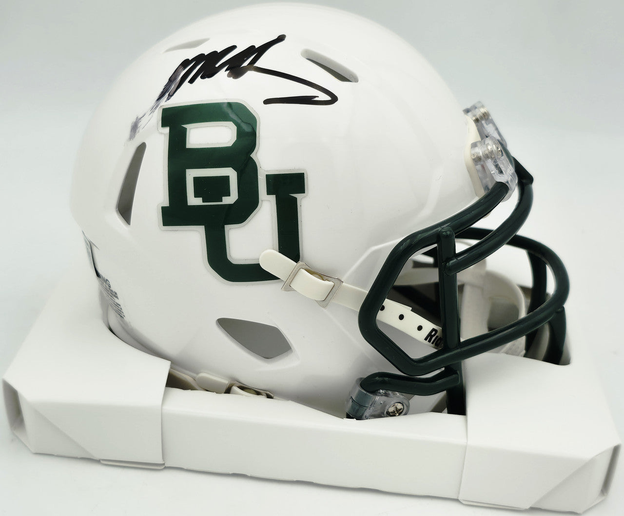 Mike Singletary Autographed Baylor Bears White Speed Mini Helmet (Smudged) Beckett BAS Witness #4W454736