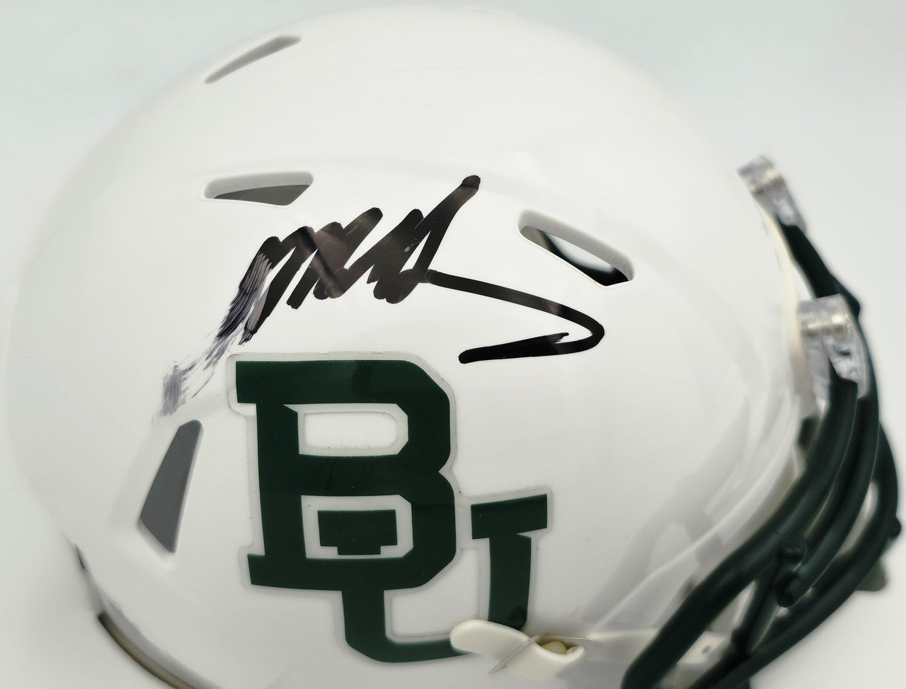 Mike Singletary Autographed Baylor Bears White Speed Mini Helmet (Smudged) Beckett BAS Witness #4W454736