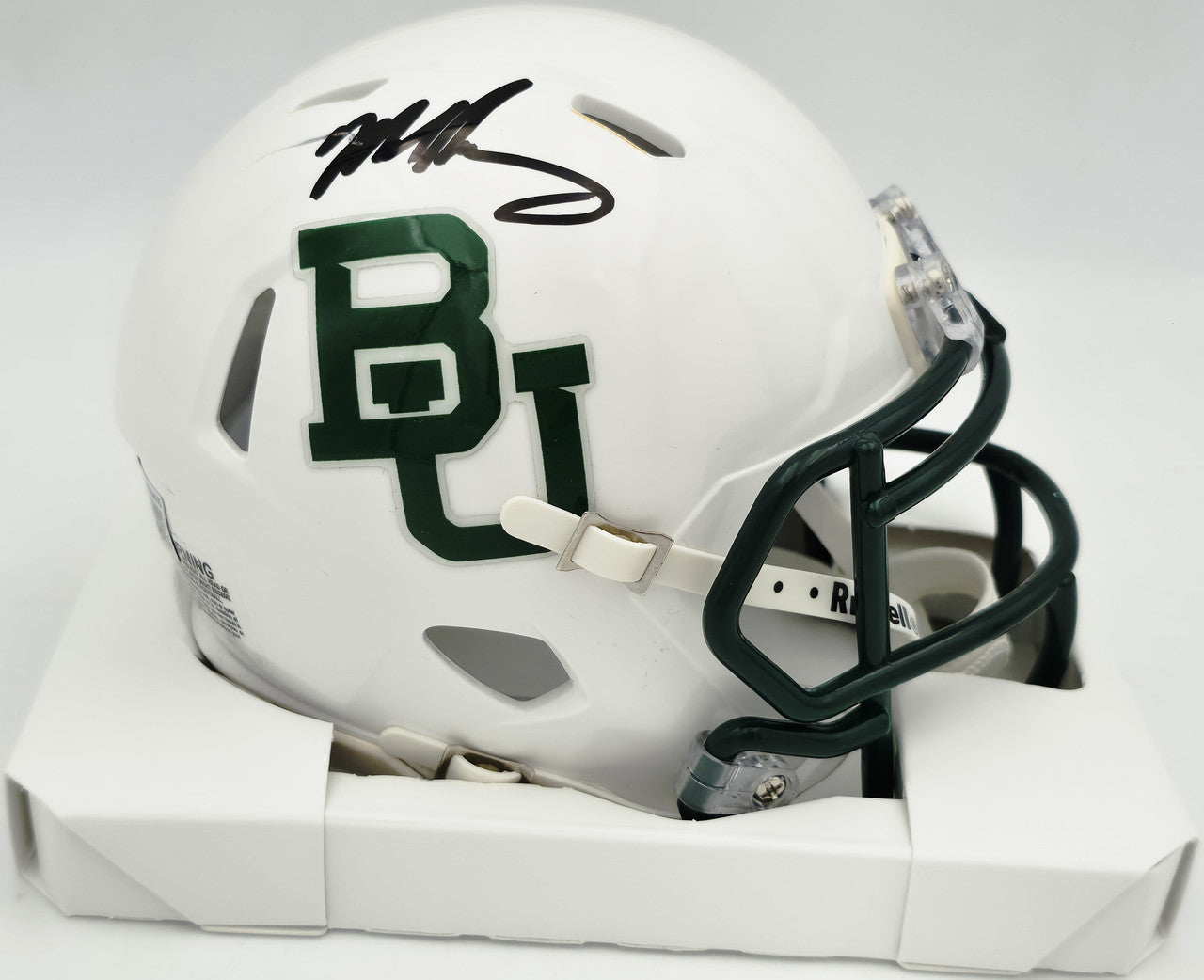 Mike Singletary Autographed Baylor Bears White Speed Mini Helmet (Smudged) Beckett BAS Witness #4W454775