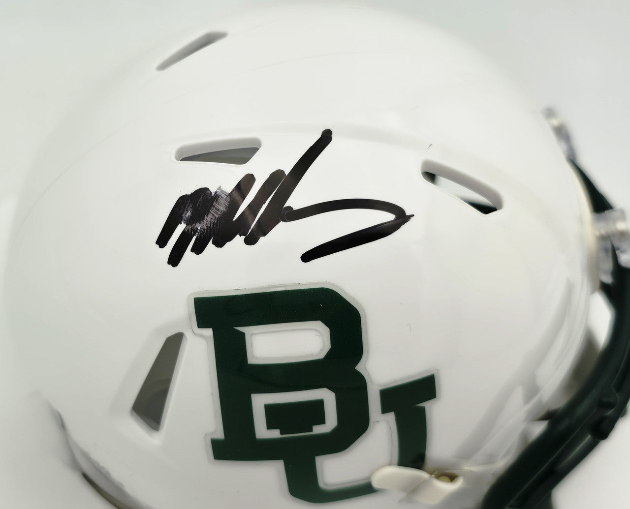 Mike Singletary Autographed Baylor Bears White Speed Mini Helmet (Smudged) Beckett BAS Witness #4W454821
