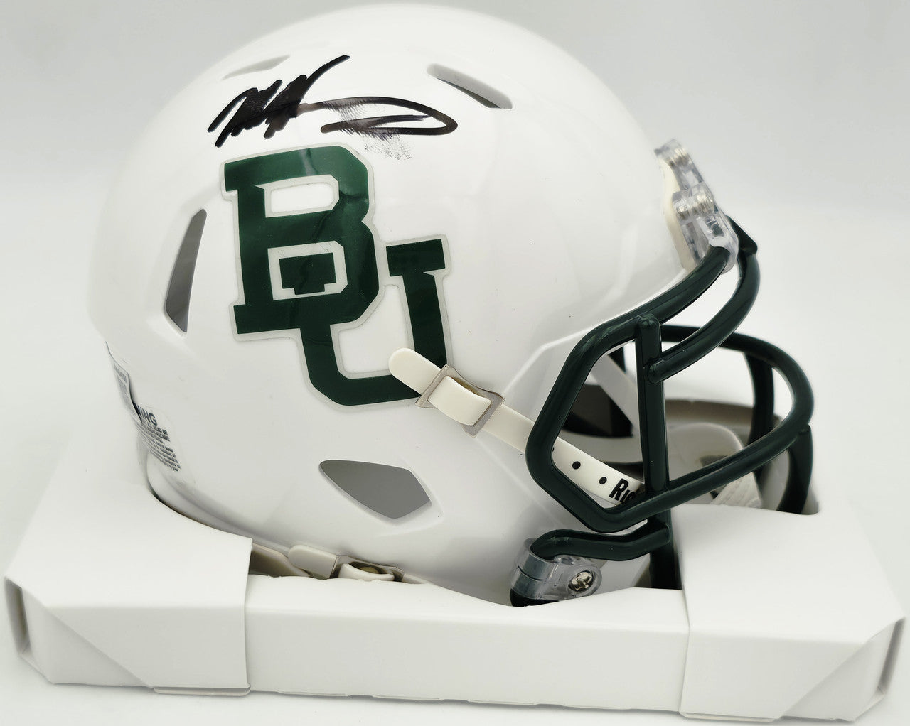 Mike Singletary Autographed Baylor Bears White Speed Mini Helmet (Smudged) Beckett BAS Witness #4W454750