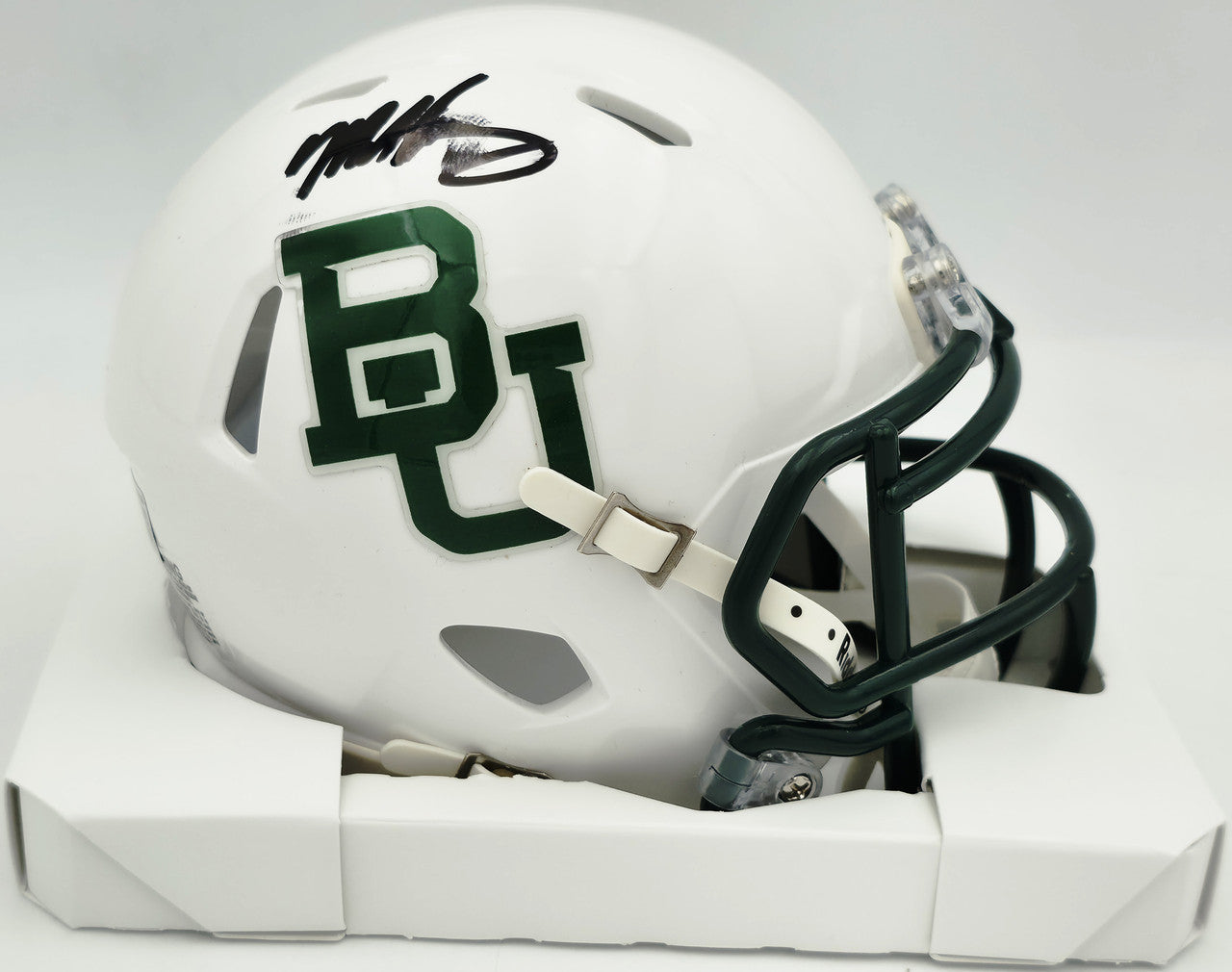 Mike Singletary Autographed Baylor Bears White Speed Mini Helmet (Smudged) Beckett BAS Witness #4W454730