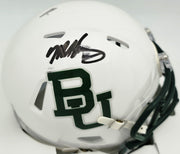 Mike Singletary Autographed Baylor Bears White Speed Mini Helmet (Smudged) Beckett BAS Witness #4W454730