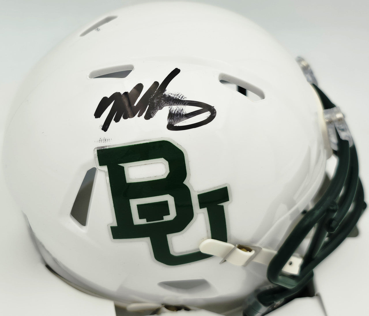 Mike Singletary Autographed Baylor Bears White Speed Mini Helmet (Smudged) Beckett BAS Witness #4W454730